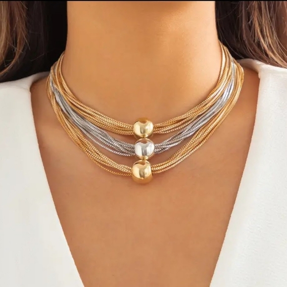 Necklace layers silver gold plated - Picture 2 of 6